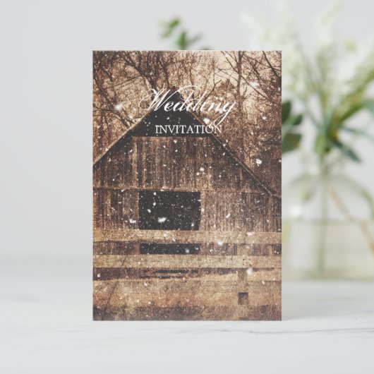 western winterbarnsteenbruiloft in het rustige lan kaart (Staand voorkant)