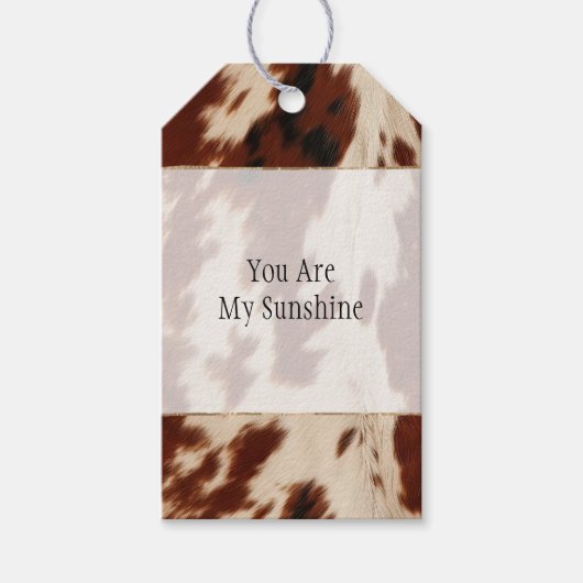 Western Wit Bruin Zwart Koeienhuid Cadeaulabel (Voorkant)