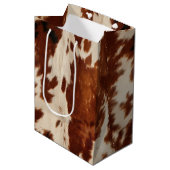 Western Wit Bruin Zwart Koeienhuid Medium Cadeauzakje (Voorkant Gekanteld)