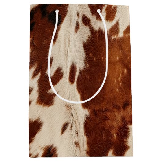 Western Wit Bruin Zwart Koeienhuid Medium Cadeauzakje (Voorkant)