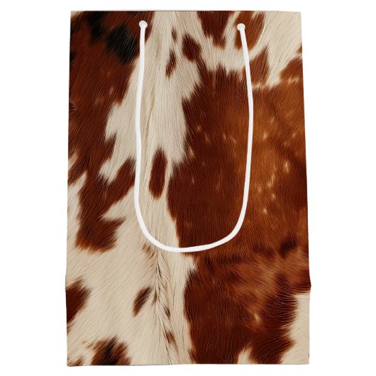 Western Wit Bruin Zwart Koeienhuid Medium Cadeauzakje (Achterkant)
