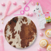 Western wit gevlekt bruin zwart Koeienhuid Papieren Bordje (Feest)