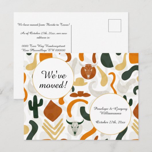Western, woestijn, cowboy boho, adreswijziging aankondigingskaart (Voorkant / Achterkant)