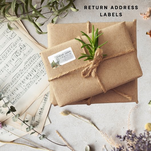 Western woestijnlandschap cactus retouradres etiket