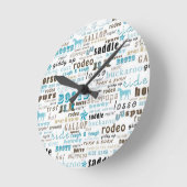 Western Word Art Blauwgroen wandklok (Hoek)