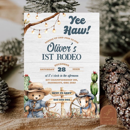 Western Yeehaw Beer Cowboy Eerste Rodeo Verjaardag Kaart