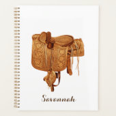 Western zadel, cowgirl, eenvoudig personaliseren planner (Voorkant)