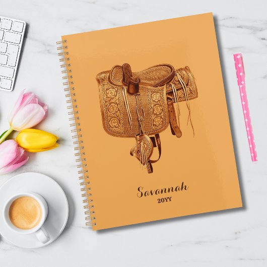 Western  zadel, cowgirl, eenvoudig personaliseren planner