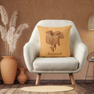Western, zadel, cowgirl, paardrijden, Moederdag Kussen