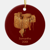Western, , Zadel, Land, Kerstmis Custom Keramisch Ornament (Voorkant)