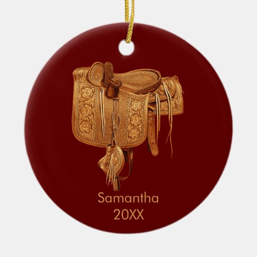 Western, , Zadel, Land, Kerstmis Custom Keramisch Ornament (Voorkant)