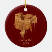 Western, , Zadel, Land, Kerstmis Custom Keramisch Ornament (Achterkant)