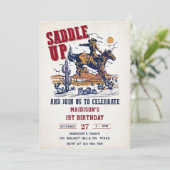 Western zadel omhoog en doe mee voor verjaardagsfe kaart (Staand voorkant)