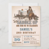 Western zadel omhoog en doe mee voor verjaardagsfe kaart (Voorkant)