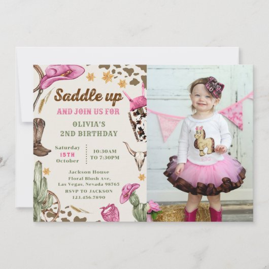 Western zadel omhoog en doe mee voor verjaardagsfo kaart (Voorkant)