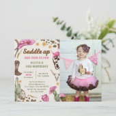 Western zadel omhoog en doe mee voor verjaardagsfo kaart (Staand voorkant)