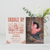 Western zadel omhoog en doe mee voor verjaardagsfo kaart (Staand voorkant)