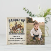 Western zadel omhoog en doe mee voor verjaardagsfo kaart (Staand voorkant)
