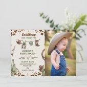 Western zadel omhoog en doe mee voor verjaardagsfo kaart (Staand voorkant)