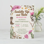 Western zadel omhoog en rijd op voor de verjaardag kaart (Staand voorkant)