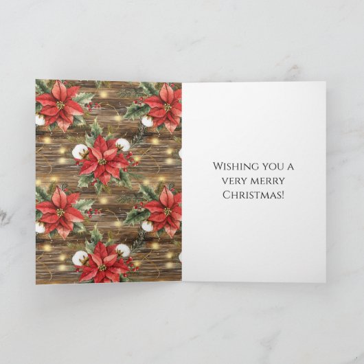 Western zadel rode poinsettias kerst kaart (Binnen)