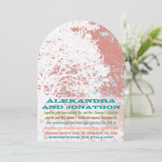 Western Zadelbos Berkenkoraal Blauwgroen bruiloft Kaart (Staand voorkant)