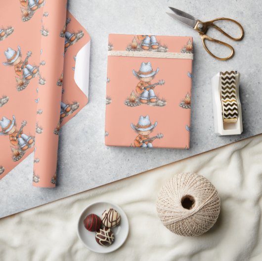 Western zingende cowboy cadeaupapier (Crafts)