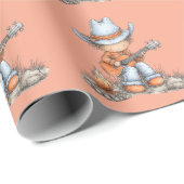 Western zingende cowboy cadeaupapier (Rol Hoek)