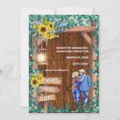 Western zonnebloem paar rustiek land hout kaart (Voorkant)