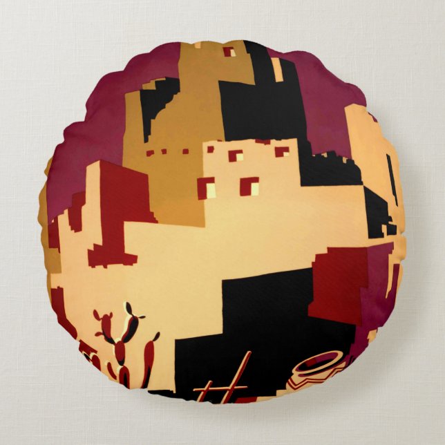 Western - zuidwest - WPA Rond Kussen (Voorkant)