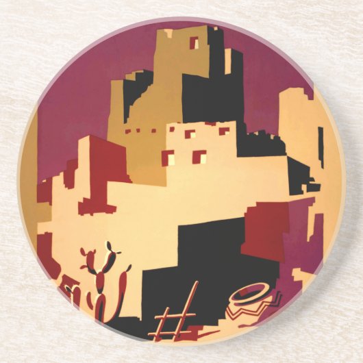 Western - zuidwest - WPA Zandsteen Onderzetter (Voorkant)