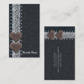 Western zwart glam leder en diamanten bling op maa visitekaartje (Voorkant / Achterkant)