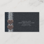 Western zwart glam leder en diamanten bling op maa visitekaartje (Achterkant)