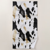 Western Zwart Wit Glam Goud Koeienhuid Strandlaken (Voorkant)