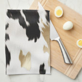 Western Zwart Wit Glam Goud Koeienhuid Theedoek (Quarter Fold)