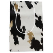 Western Zwart Wit Goud Koeienhuid Verjaardag Medium Cadeauzakje (Voorkant)