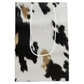 Western Zwart Wit Goud Koeienhuid Verjaardag Medium Cadeauzakje (Achterkant)