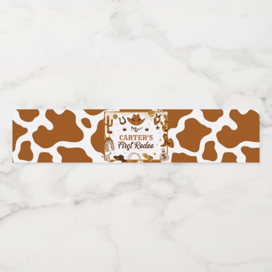 Westerne 1e Rodeo Verjaardag Waterfles Etiket (Enkel label)