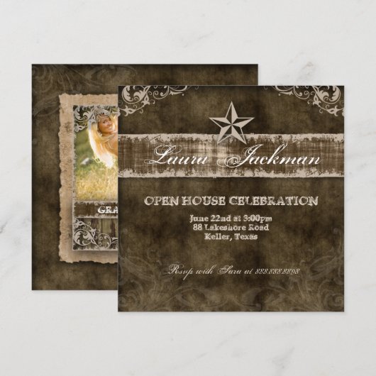 Westerne  Afstudeerder Fotokaart Beige Star Kaart (Voorkant / Achterkant)