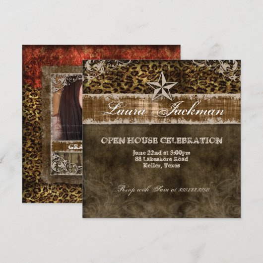 Westerne  Afstudeerder-fotokaart Leopard Star Kaart (Voorkant / Achterkant)