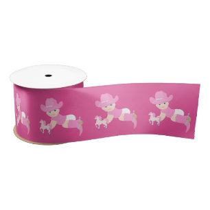 Westerne Ambacht Bloemen Baby Cowgirl Roze Pet Laa Satijnen Lint