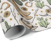 Westerne Americana lachende cowboyschedel en cactu Cadeaupapier (Rol Hoek)