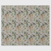 Westerne Americana lachende cowboyschedel en cactu Cadeaupapier (Vlak)