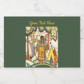 Westerne Amerikaanse Indiaanse Lady Bossen Donkerg Voedselcontainer Etiket (Enkel label)