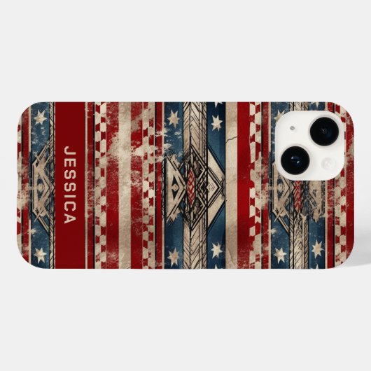 Westerne Amerikaanse vlag Case-Mate iPhone Case (Achterkant (horizontaal))