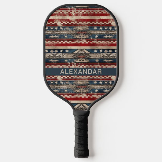 Westerne Amerikaanse vlag Pickleball Paddle (Voorkant)