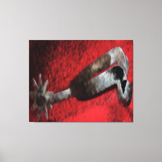 Westerne Art Silver Spur op rood Canvas Afdruk (Voorkant)