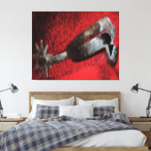 Westerne Art Silver Spur op rood Canvas Afdruk (Insitu (Slaapkamer))