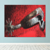 Westerne Art Silver Spur op rood Canvas Afdruk (Insitu (Houten vloer))