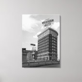 Westerne Auto Sign Black & White Architecture Foto Canvas Afdruk (Voorkant)